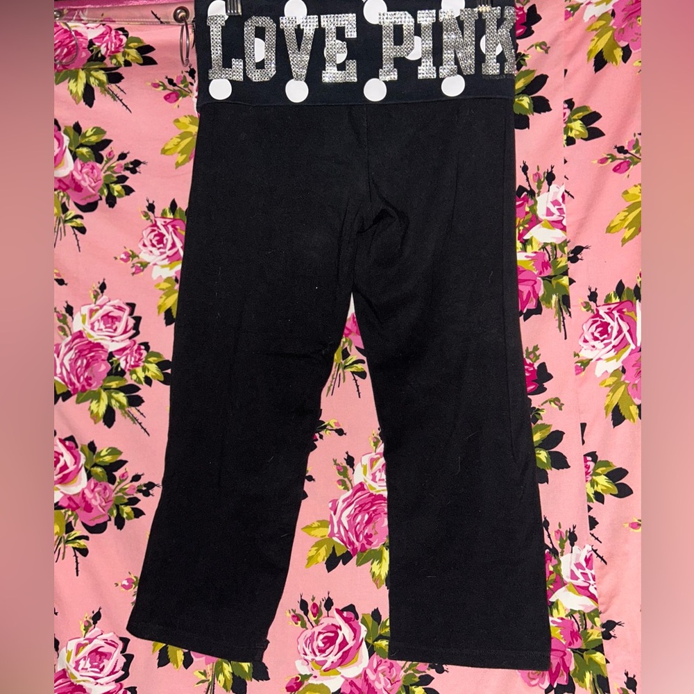 Victoria Secret PINK yoga rhinestone vintage crop pants OG Y2K retro polka dot - Picture 12 of 13